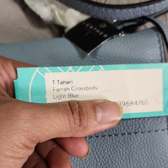 Light Blue Leather Crossbody Bag - Picture 5 of 7